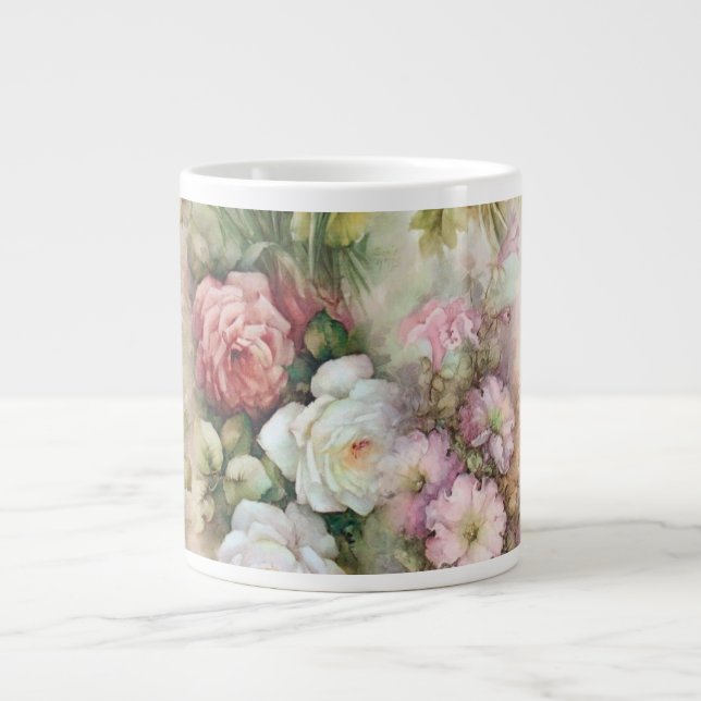 Vintage Flowers Large Coffee Mug (Front)