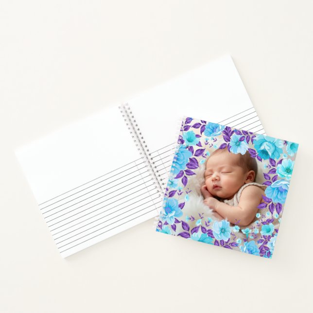 Vintage Flowers & Leaves Frame - Square 4 + text Notebook (Inside)