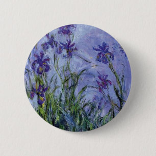 vintage flowers lilac-irises-1917 monet. 2 inch round button