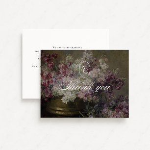 Vintage flowers lilac wedding thank you card