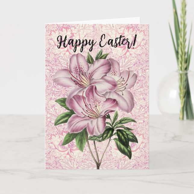 Vintage Flowers Lily Bunch Pink Easter Card (Front)