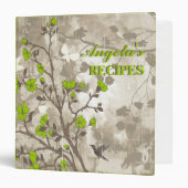 Vintage flowers lime green, taupe floral recipe binder (Front/Inside)