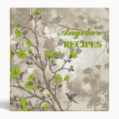Vintage flowers lime green, taupe floral recipe binder (Front)