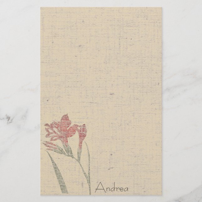 Vintage Flowers Linen Stationery (Front)