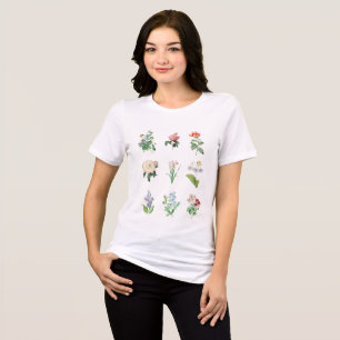 Vintage Flowers Minimalist Botanical Illustration Tri-Blend Shirt