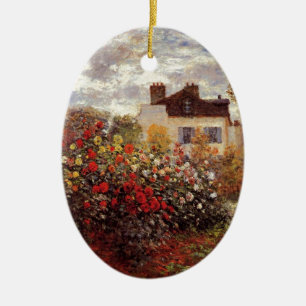 vintage flowers monet-s-garden-in-argenteuil-sun ceramic ornament