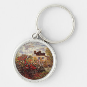 vintage flowers monet-s-garden-in-argenteuil-sun keychain