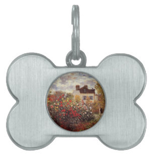 vintage flowers monet-s-garden-in-argenteuil-sun pet name tag