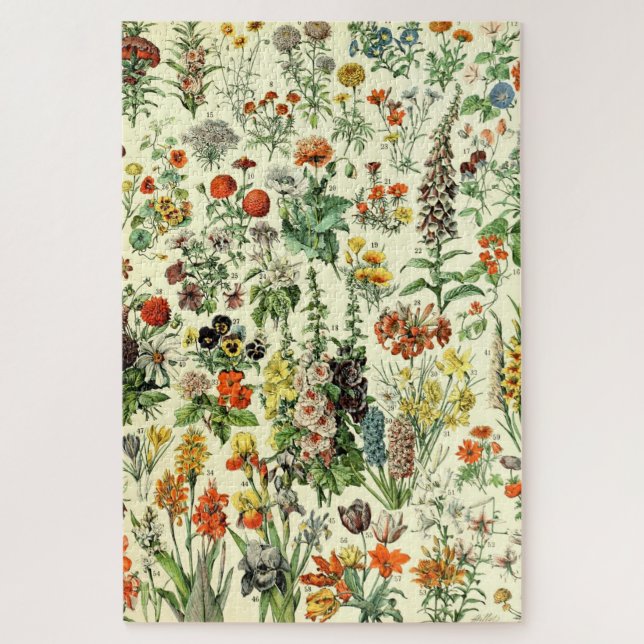 Vintage Flowers Old Illustration Art Jigsaw Puzzle (Vertical)