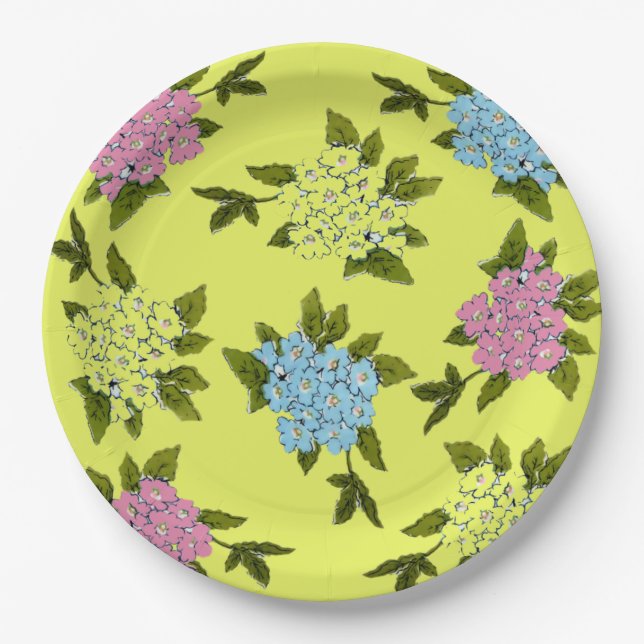 Vintage Flowers Paper Plate (Front)
