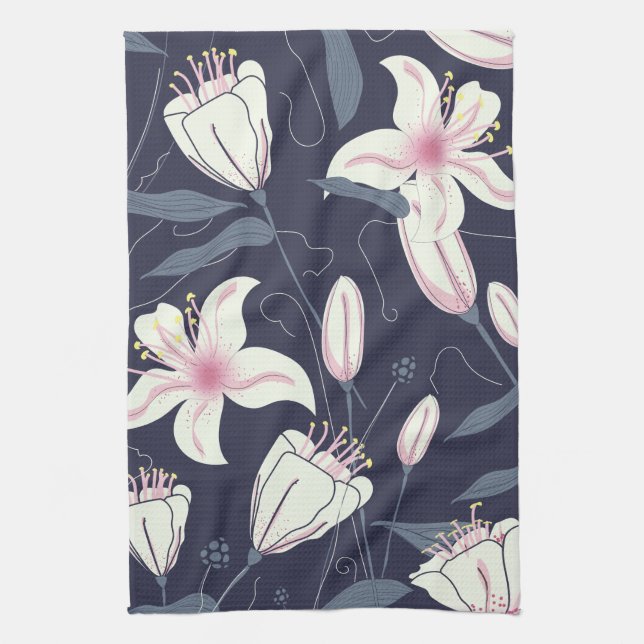 Vintage Flowers pattern Kitchen Towel (Vertical)