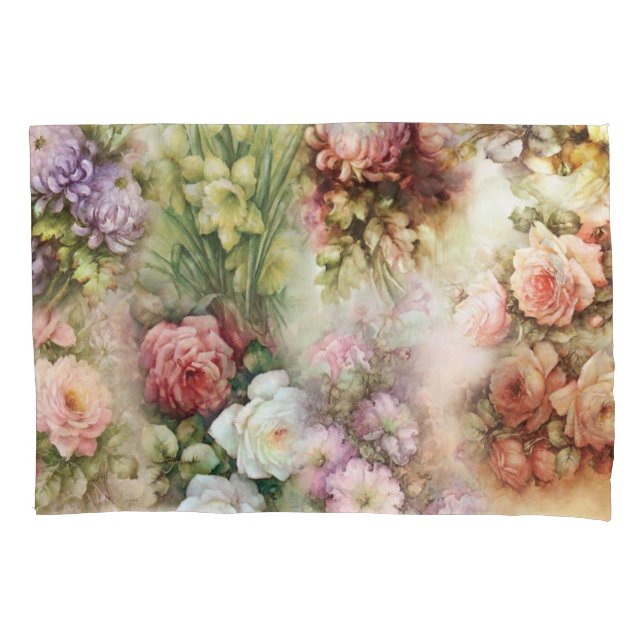 Vintage Flowers Pillowcase (Front-Left)