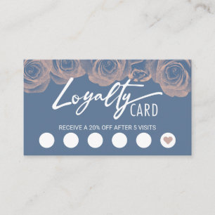 Vintage Flowers Pink Blue Beauty Salon Loyalty Card