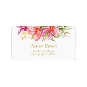 Vintage Flowers Pink Pastel Address Labels