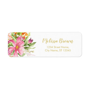 Vintage Flowers Pink Pastel Return Address Labels