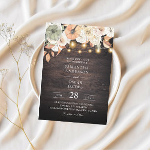 Vintage Flowers & Pumpkin Autumn  Invitation