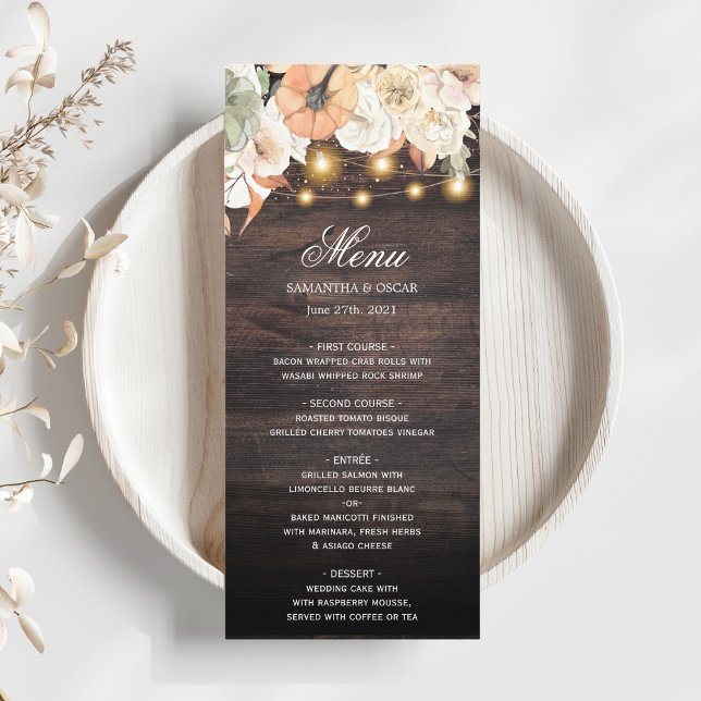 Vintage Flowers & Pumpkin Autumn  Menu (Creator Uploaded)