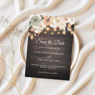 Vintage Flowers & Pumpkin Autumn Save The Date
