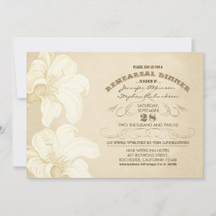 vintage flowers rehearsal dinner invitations