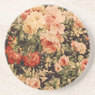 Vintage flowers rose texture 900s style coaster