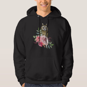 Vintage Flowers Roses Wise Bird Forest Animal Owl Hoodie