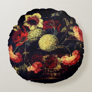 Vintage Flowers Round Pillow