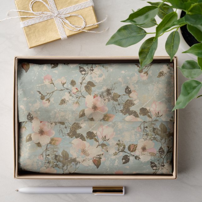 Vintage Flowers Shabby Chic Pastel Decoupage Tissue Paper (Gift)