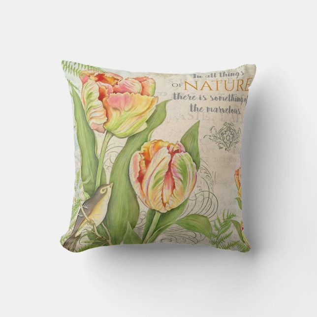 Vintage flowers throw pillow (Front)