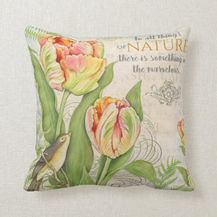Vintage flowers throw pillow