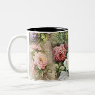 Vintage Flowers Two-Tone Coffee Mug