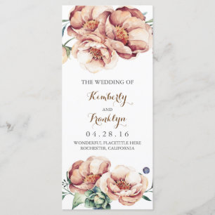vintage flowers watercolor fall wedding programs