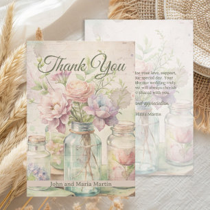Vintage Flowers Wedding Bridal Shower Thank You  Card