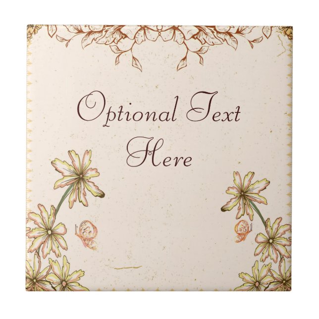 Vintage Flowers Wedding Tile (Front)