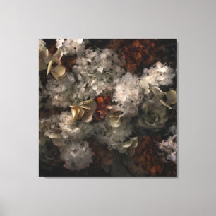 Vintage Flowers White And Rust Hydrangea Botanical Canvas Print