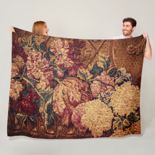 Vintage flowers woven jaquard blanket