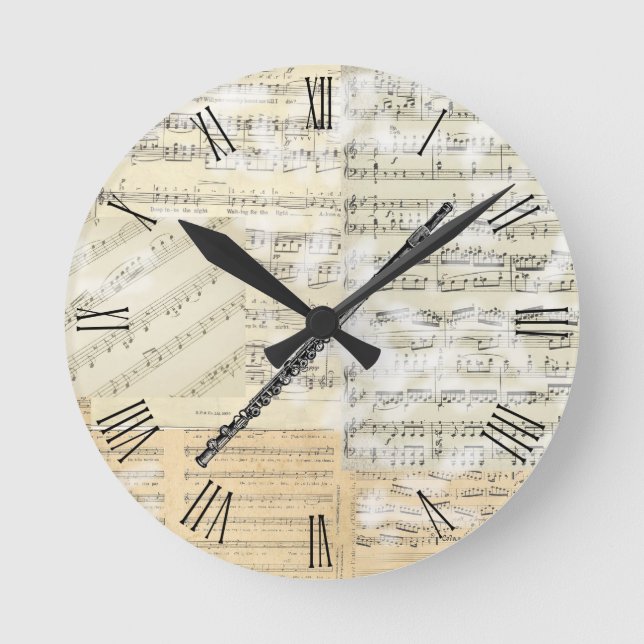 Vintage Flute Music Clock (Front)