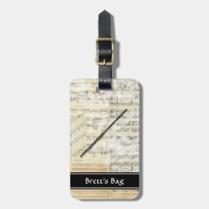 Vintage Flute Music Luggage Tag