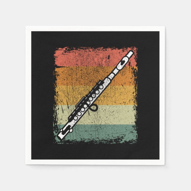 Vintage Flute Player Music Flute Gift Idea Napkin (Front)
