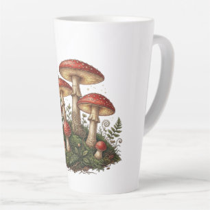 Vintage Fly Agaric Mushroom Illustration Latte Mug