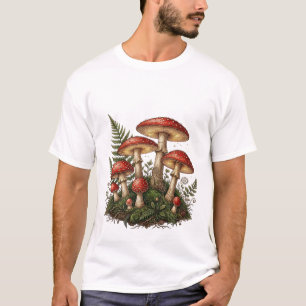 Vintage Fly Agaric Mushroom Illustration T-Shirt