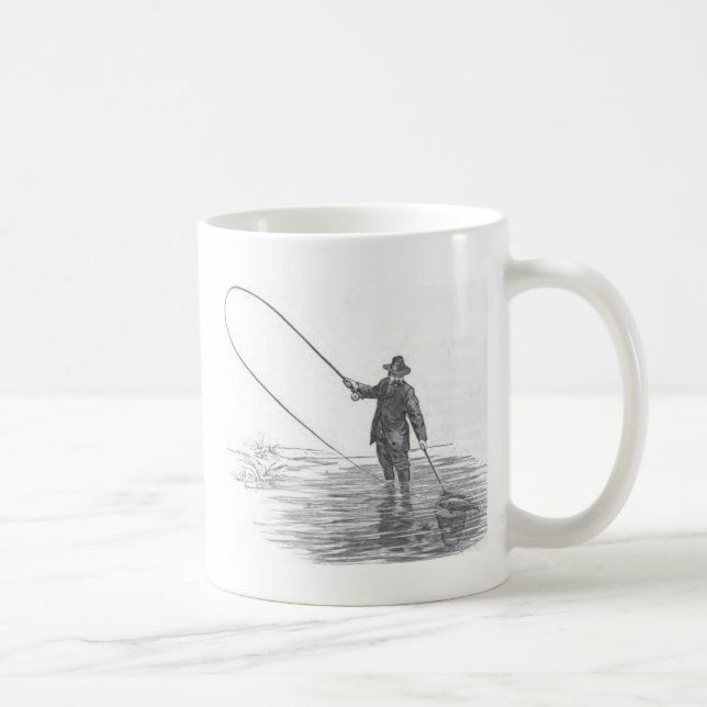 Vintage Fly Fishing Art Coffee Mug (Right)