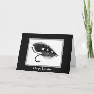 Vintage Fly fishing lure Birthday Card