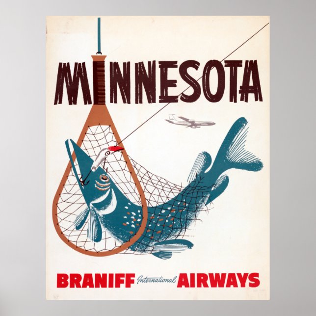 Vintage Fly Fishing Minnesota Travel Poster (Front)