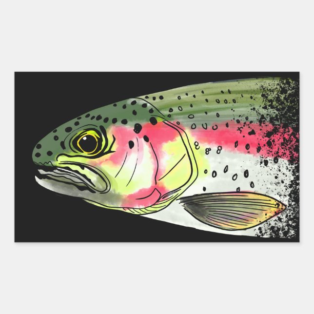 Vintage Fly Fishing Rainbow Trout   Sticker (Front)