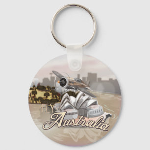 Vintage Fly To Australia Keychain