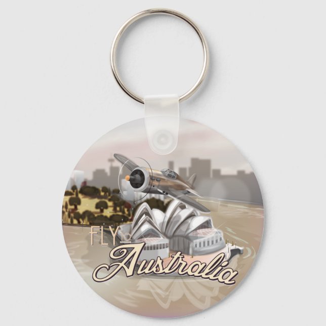 Vintage Fly To Australia Keychain (Front)