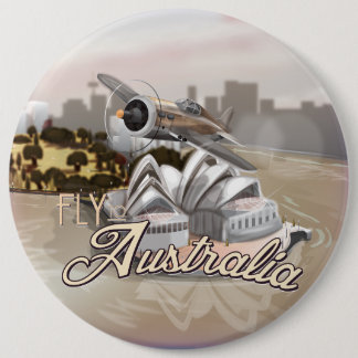 Vintage Fly to Australia Travel Poster 6 Inch Round Button