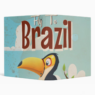 Vintage fly to Brazil Toucan Travel Poster Binder