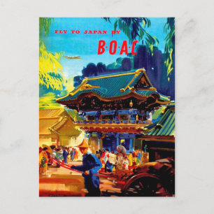 Vintage FLY TO JAPAN BY B.O.A.C Frank Wootton Postcard