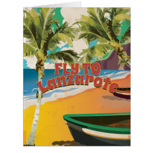 Vintage Fly To Lanzarote Travel Poster